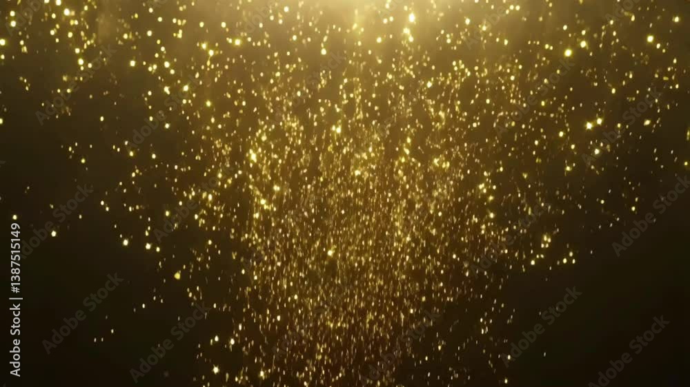 glittering gold grains on dark background, 4k resolution footage