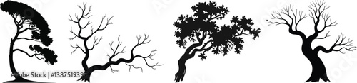 Set of tree and branches, vector illustration.