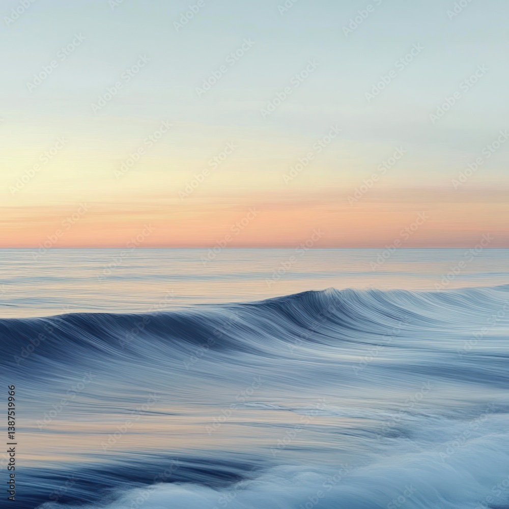 Fototapeta premium Ethereal wave cresting gently at dawn, capturing the essence of tranquility