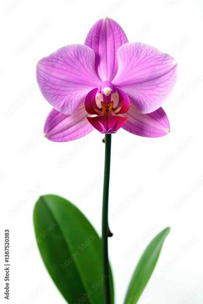 Single orchid stem isolated on white background, greenery, flower Single orchid stem isolated on white background, greenery, flower