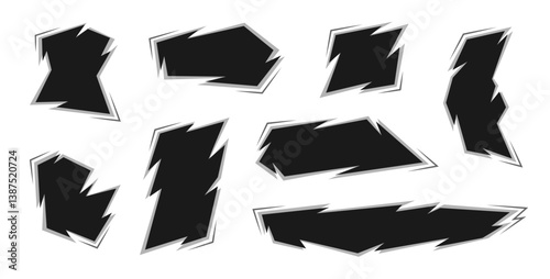 cool abstract sporty style jagged edge frame graphic element vector set