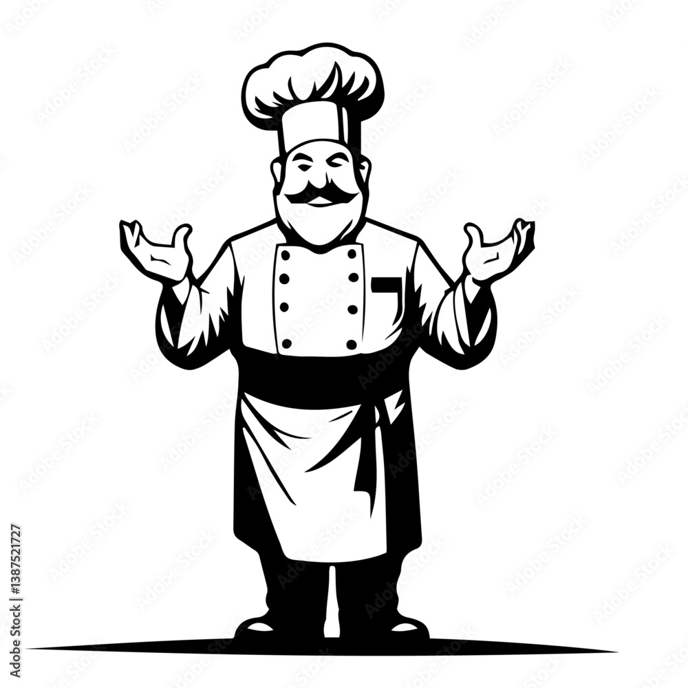 Cook vector silhouette on white background Cook vector silhouette on white background