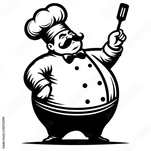 Cook vector silhouette on white background
