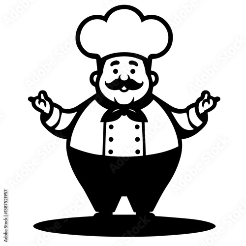 Cook vector silhouette on white background