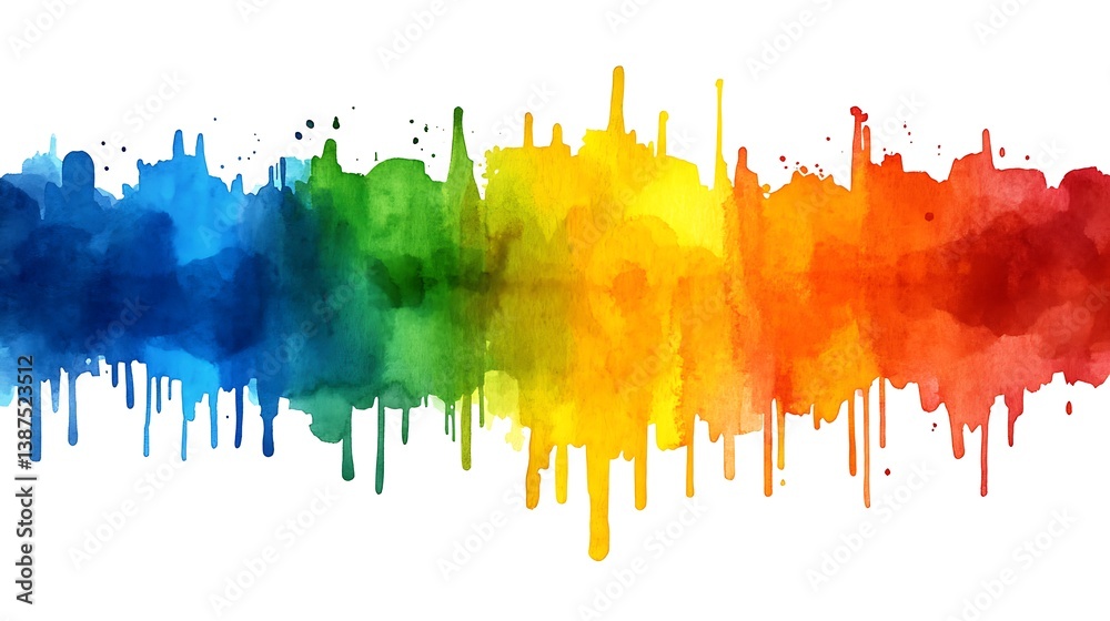 Fototapeta premium Rainbow Watercolor Drips Background.