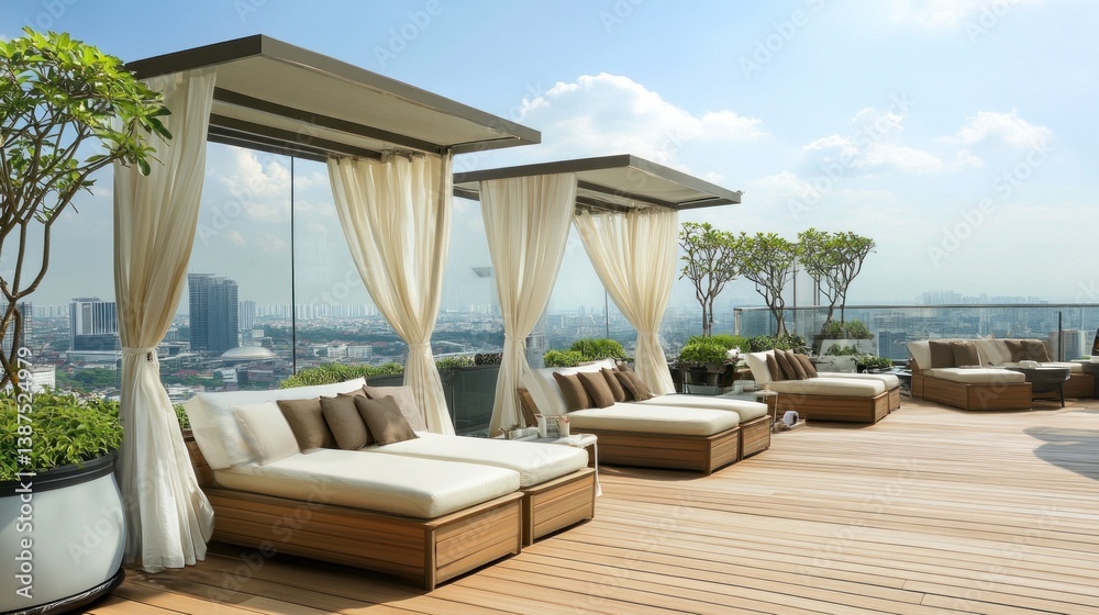 Fototapeta premium Luxury Rooftop Terrace with City Views