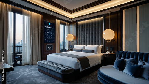 Luxurious Hotel Room With Smart Home Automation And City View