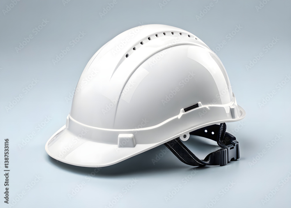 Fototapeta premium White Industrial Safety Helmet with Adjustable Suspension