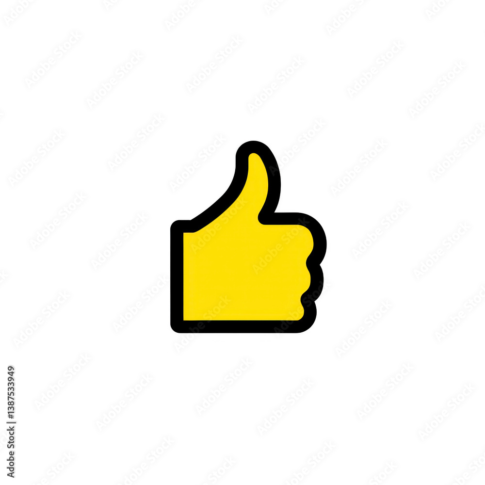 A yellow thumbs up icon with black outline symbolizes approval or agreement. simple design conveys positivity and affirmation A yellow thumbs up icon with black outline symbolizes approval or agreement. simple design conveys positivity and affirmation
