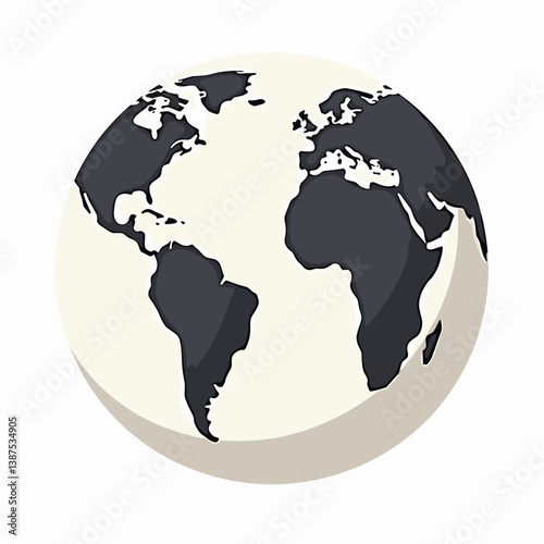 Abstract illustration of the Earth globe in black and cream colors  