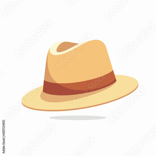 Stylish beige fedora hat on a clean background  