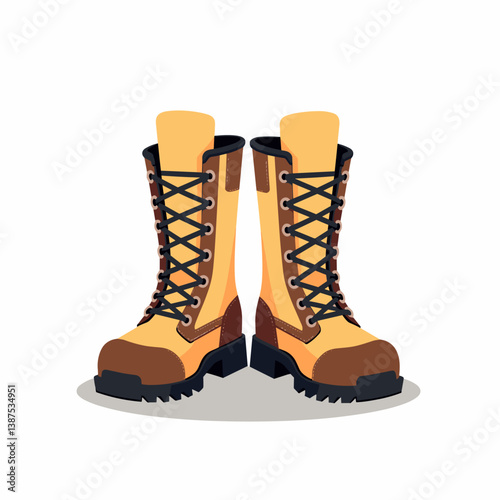 Hiking boots in a colorful vector style against a white background  