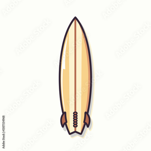 Surfboard illustration in retro style with minimal colors  