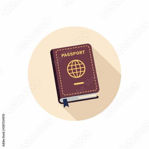 Passport icon with globe on a minimalist background  