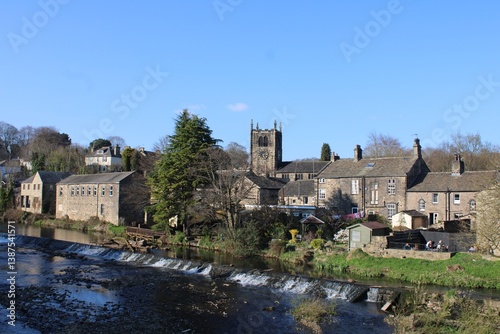 Bingley, West Yorkshire, viewed from the Ireland Bridge over the River Aire.