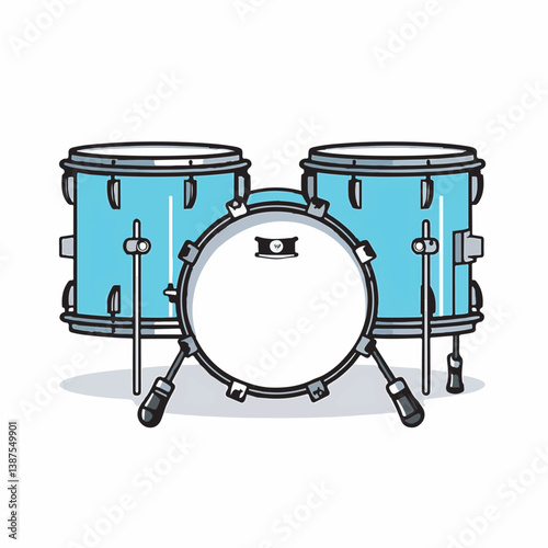 Turquoise drumset stands ready minimalist musical vector image