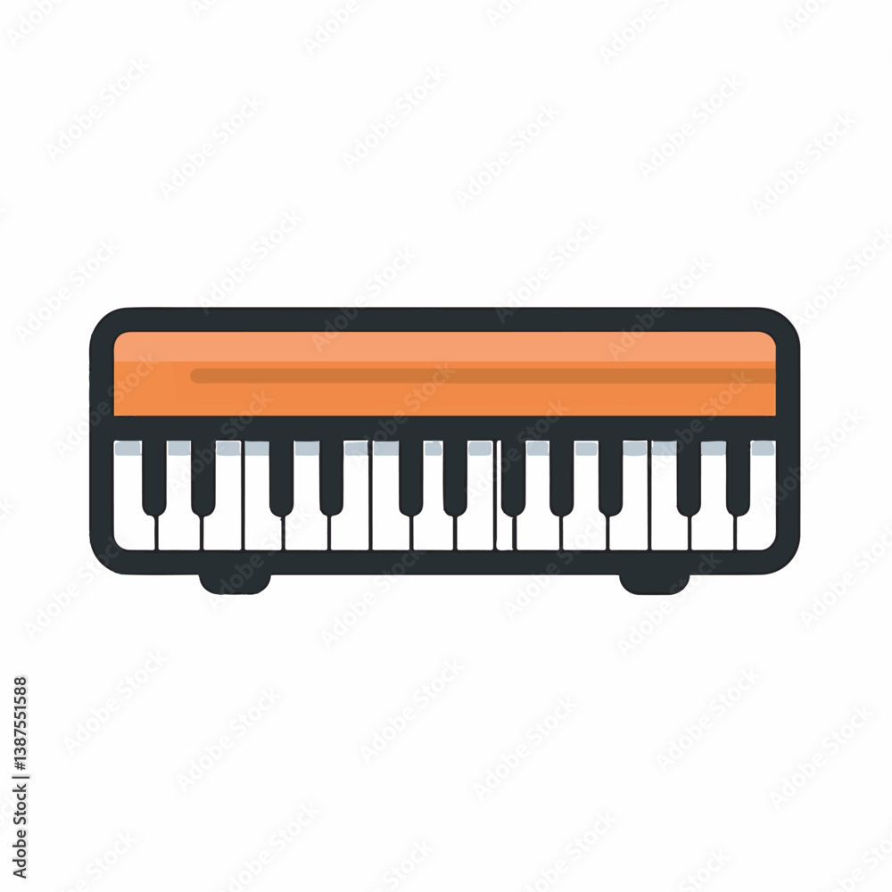 Orange keyboard displays keys in isolated scene flat graphic Orange keyboard displays keys in isolated scene flat graphic