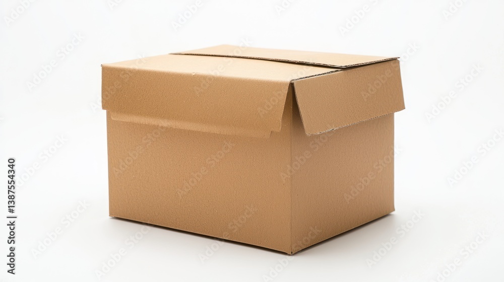 A Simple Brown Cardboard Box on White Background A Simple Brown Cardboard Box on White Background