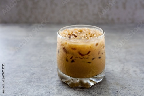 iced coffee on cement background	