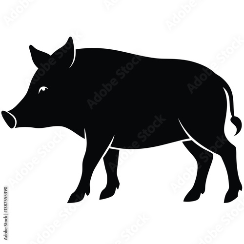 Pig vector silhouette single collection