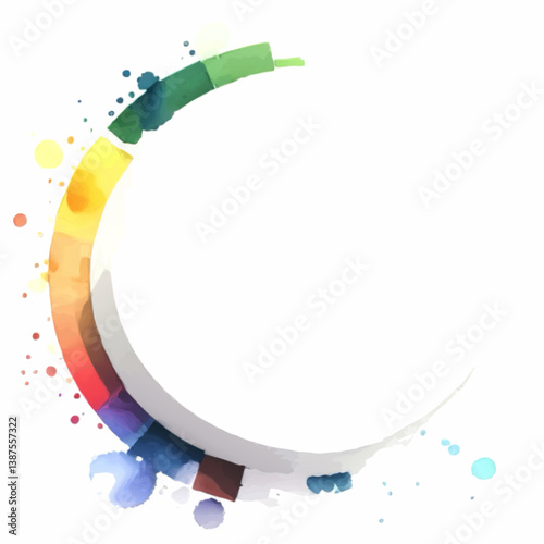 abstract watercolor semi circle frame pattern with white area for insertion