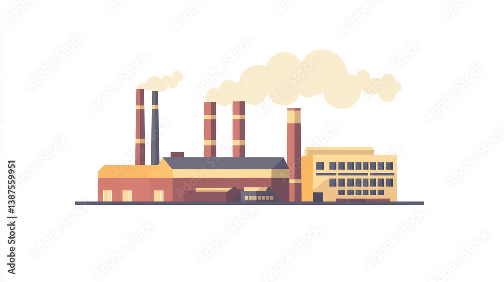 Factory complex, industrial scene, illustration, background, simple design, graphic, flat style, business, industry Factory complex, industrial scene, illustration, background, simple design, graphic, flat style, business, industry