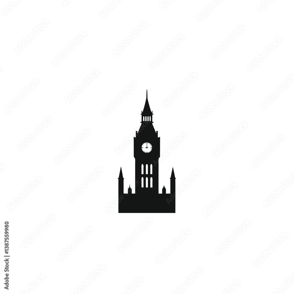 Fototapeta premium big ben London silhouette on white background