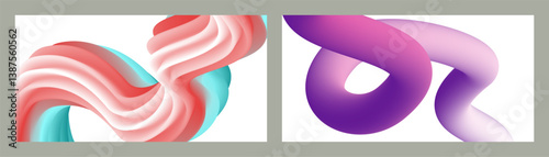 Abstract volumetric background. Cords. set of two illustrations. Toothpaste in a tube. Minimalism. Creative modern background. Cover design, wallpaper, background. eps vector.