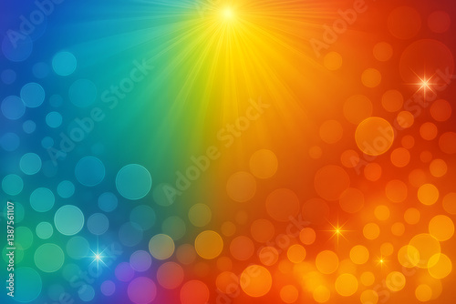 輝くレインボーの光と幻想的なボケ

