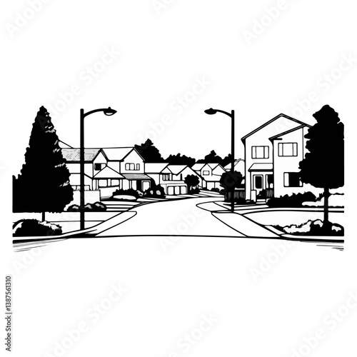 Suburban Neighborhood Street View