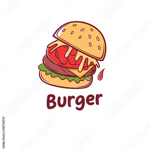 Vector food burger illustration for food bussiness and gaming team isolated . burger logo .
