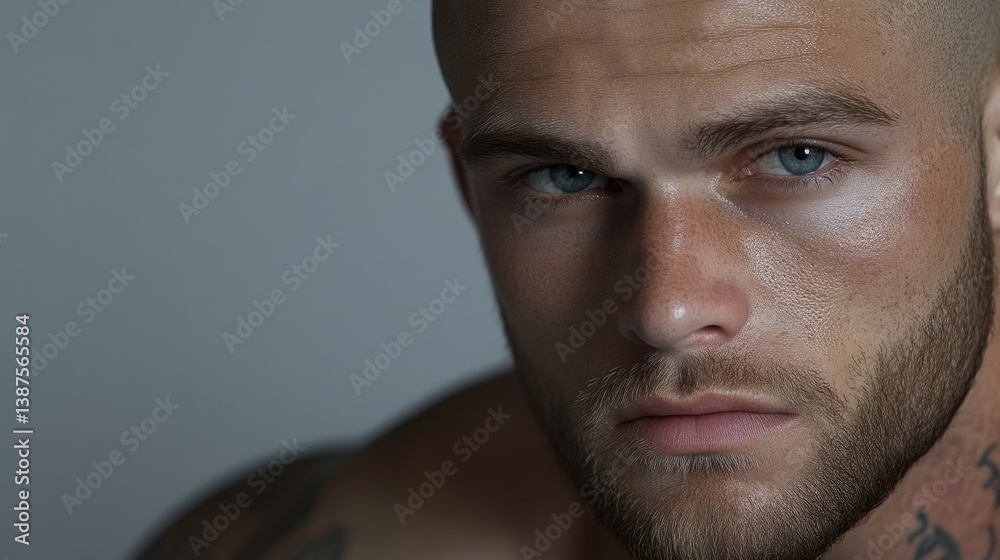 Fototapeta premium Close-up portrait of a man with a serious expression