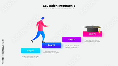 Education Infographic Depicting Student Steps Toward Graduation Goal Achievement