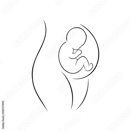 Outline of a fetus in a womb symbolizing pregnancy and expectant motherhood