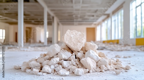 Obraz na płótnie Pile of demolition debris in an empty office space w salonie