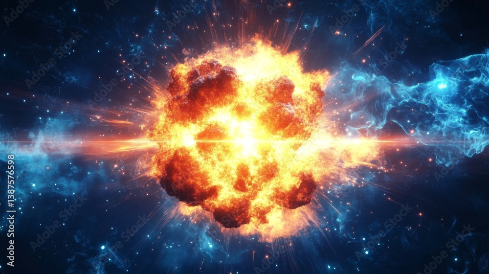 Obraz premium Exploding Cosmic Event with Bright Energy and Starry Space Background