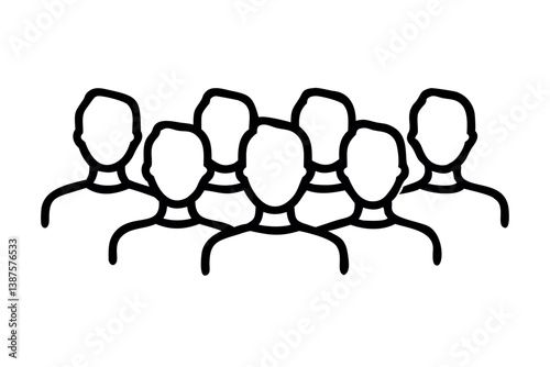 Group of generic human figure icons symbolizing community, teamwork, society, leadership, diversity and collective identity