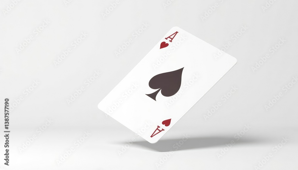 Obraz premium A single playing card, flipped up showing its face, isolated on a white background , studio shot, game, graphic