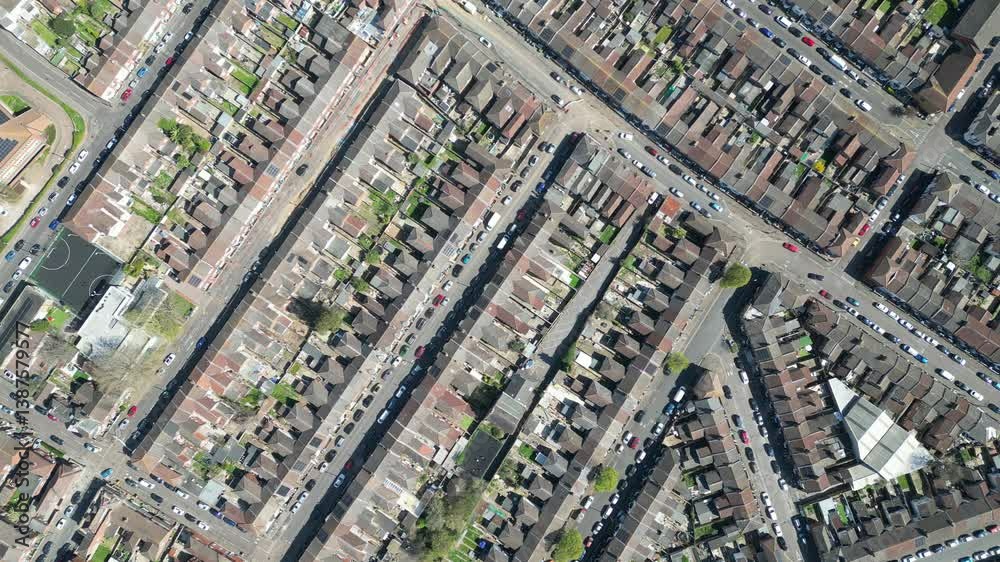 Typical residential area of ​​England view from above