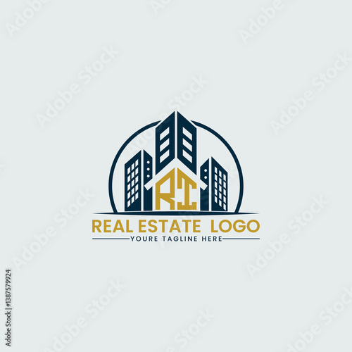 Elegant RI Real Estate Logo with Urban Skyline
