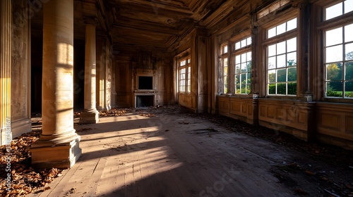 Sunlit Ruins: An Abandoned Mansion's Golden Hour