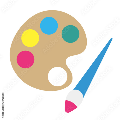 絵の具パレットと筆のベクターイラスト：アートと創造性のアイコン - Paint Palette and Brush Vector Illustration: Art and Creativity Icon