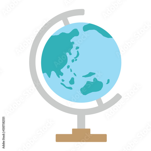 地球儀のベクターイラスト：地理学習の教材 - Globe Vector Illustration: Geography Learning Material