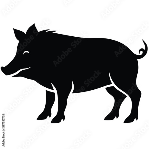 Pig vector silhouette single collection