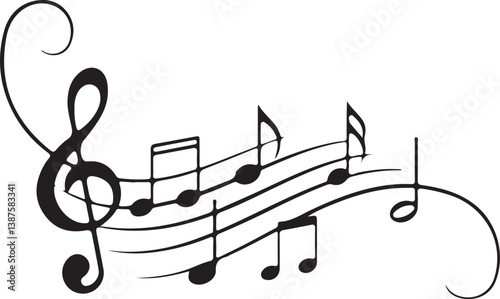 treble clef and notes a music notes vector 