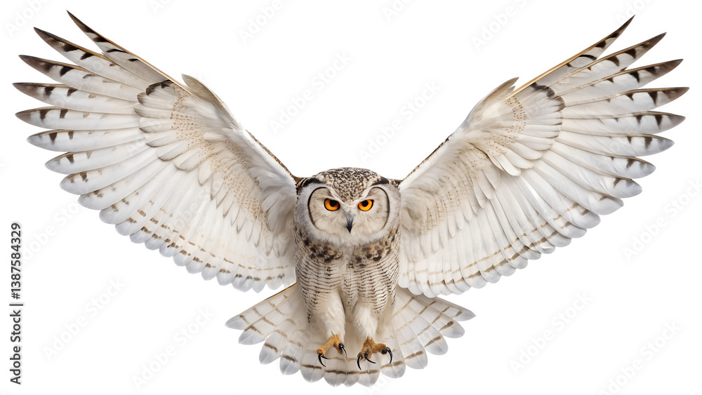 Fototapeta premium Fierce Black Owl Illustration with Outstretched Wings