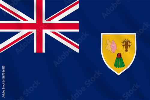 3d illustration waving flag of Turks and Caicos islands. Vector flag of Turks and Caicos islanders. Symbol of Turks and Caicos island flag.