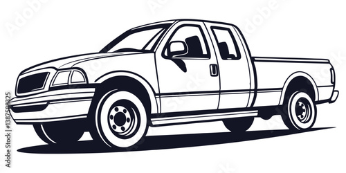 Stylish Vector Pickup Truck Illustration for Graphic Design and Branding