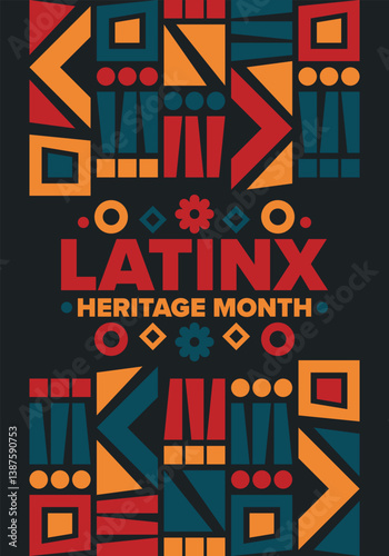 Latinx Heritage Month. National Hispanic Heritage Month. Hispanic and Latino Americans culture. Celebrate annual in United States. Poster, card, banner and background. Vector illustration