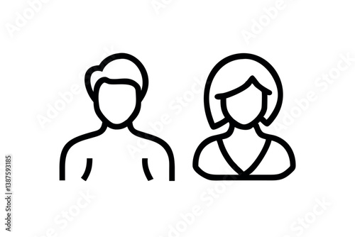 A clean and modern illustration featuring abstract human silhouettes, showcasing the gender divide in a subtle and artistic manner